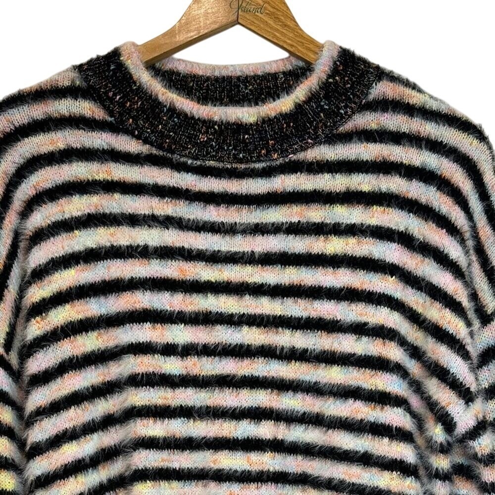 Society 22‎ Black Striped Crewneck Sweater Womens XL Multicolored - Picture 4 of 10